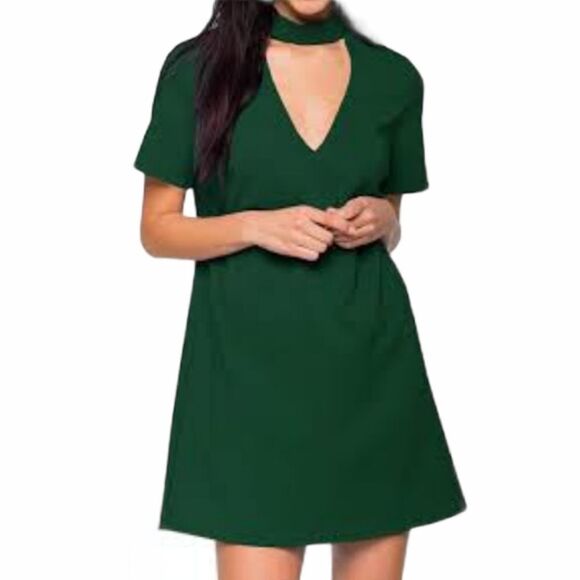 Zara emerald green choker dress size XS - Picture 1 of 11